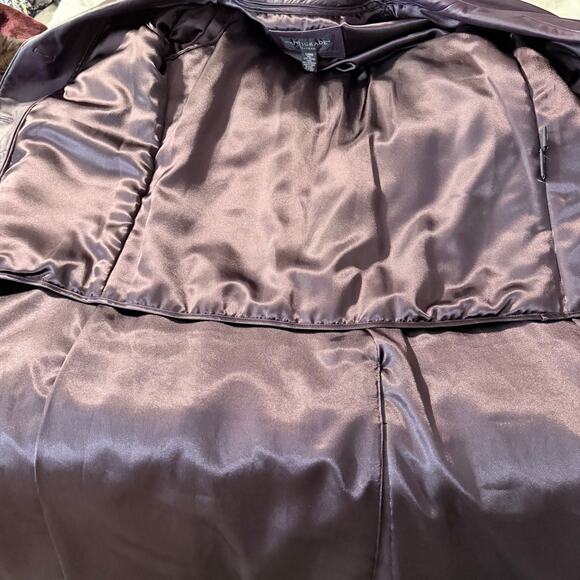 Centigrade Purple Leather Long Coat Jacket Large Thermolite Liner Button Front - Picture 10 of 12